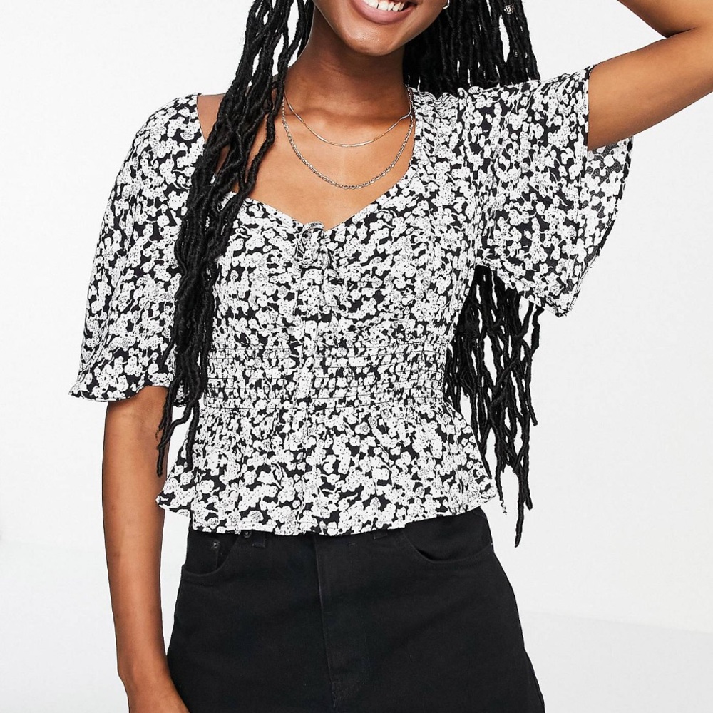 ASOS Miss Selfridge shirred blouse